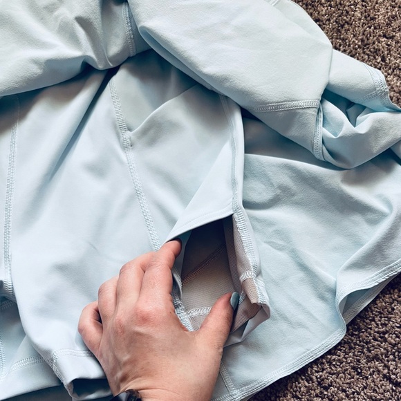 Light Blue Lululemon Court Crush Tennis Dress with Built-in Bra and Shorts - Picture 6 of 15